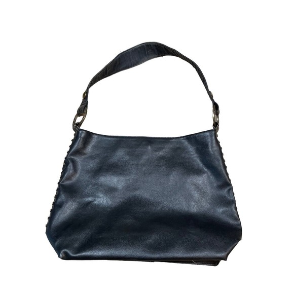 Nine West Handbag Women's Black Shoulder Bag Wide‎ Strap Studded Magnet Snap - Picture 14 of 15